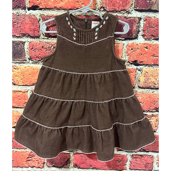 Gymboree Brown Corduroy Sleeveless Dress Girls Size 2T Ruffle - Picture 1 of 4
